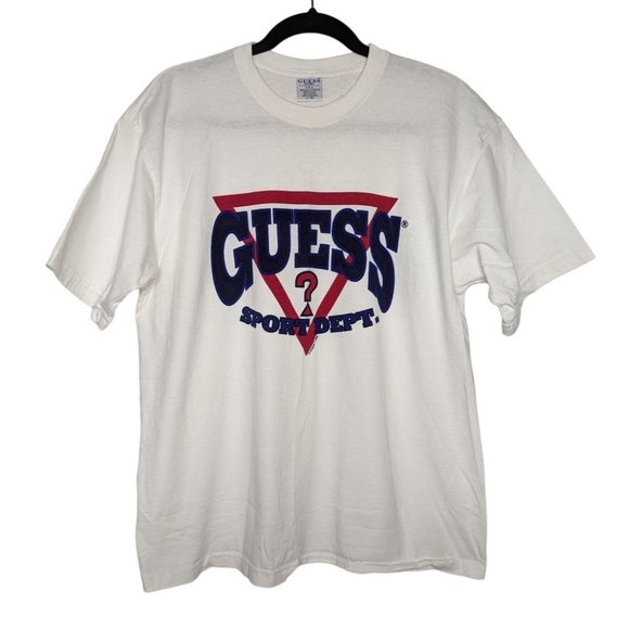 GUESS SPORT Vintage 1996 White black Red TShirt Tee Size XL‎ - Picture 1 of 9